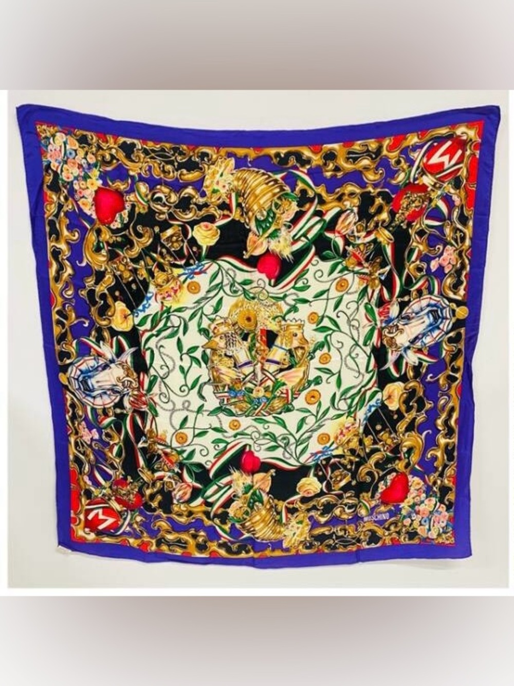 Moschino vintage  Multicolor Silk Scarf - Purple Border